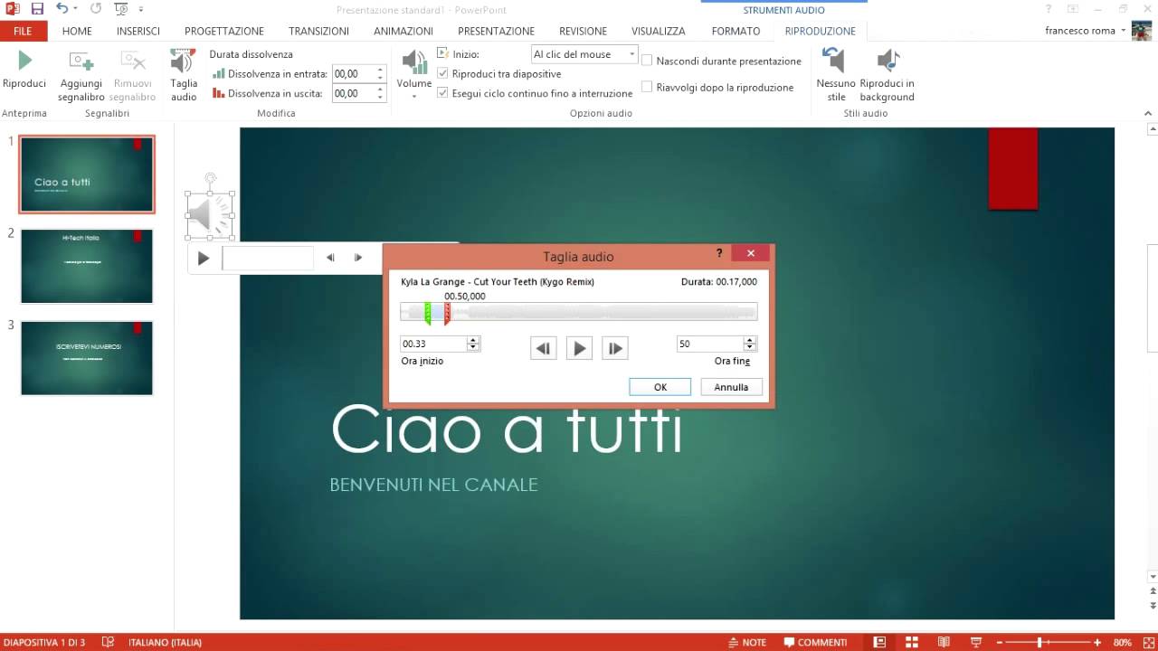 Come mettere una musica di sottofondo powerpoint